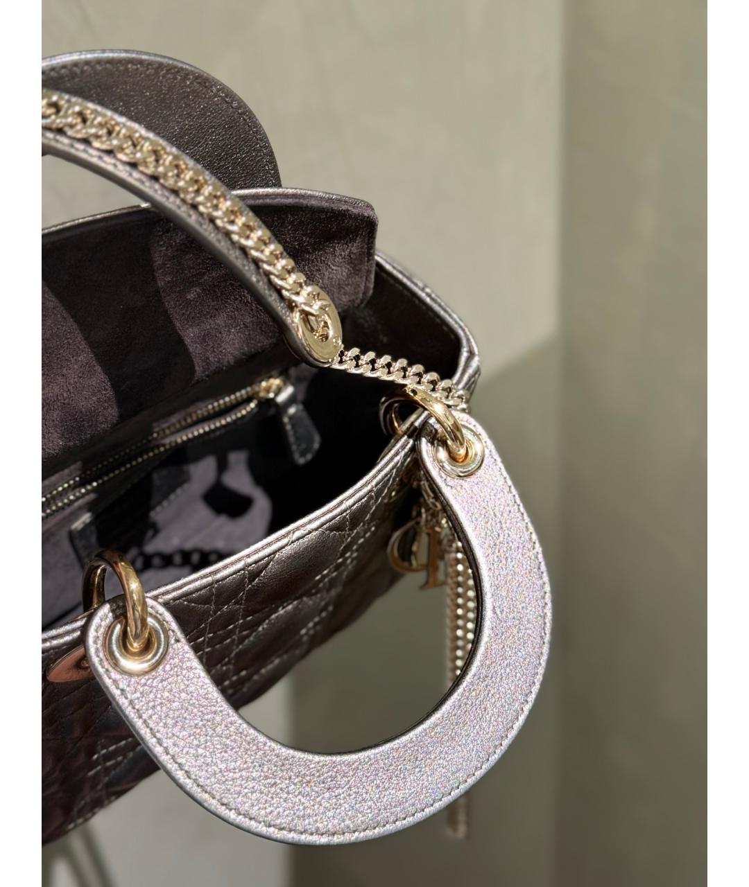 CHRISTIAN DIOR Золотая кожаная сумка с короткими ручками, фото 9