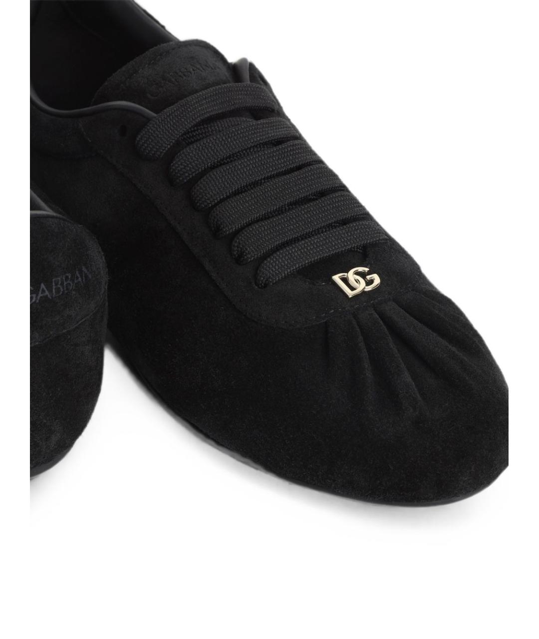DOLCE&GABBANA Черные кожаные кроссовки, фото 2
