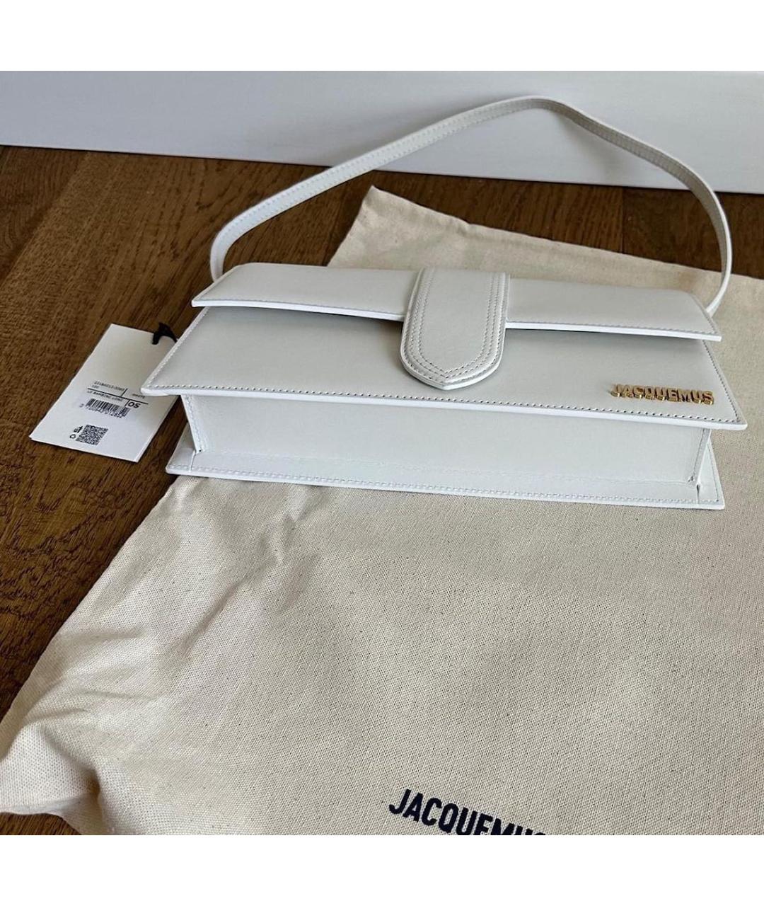 JACQUEMUS Белая кожаная сумка с короткими ручками, фото 4