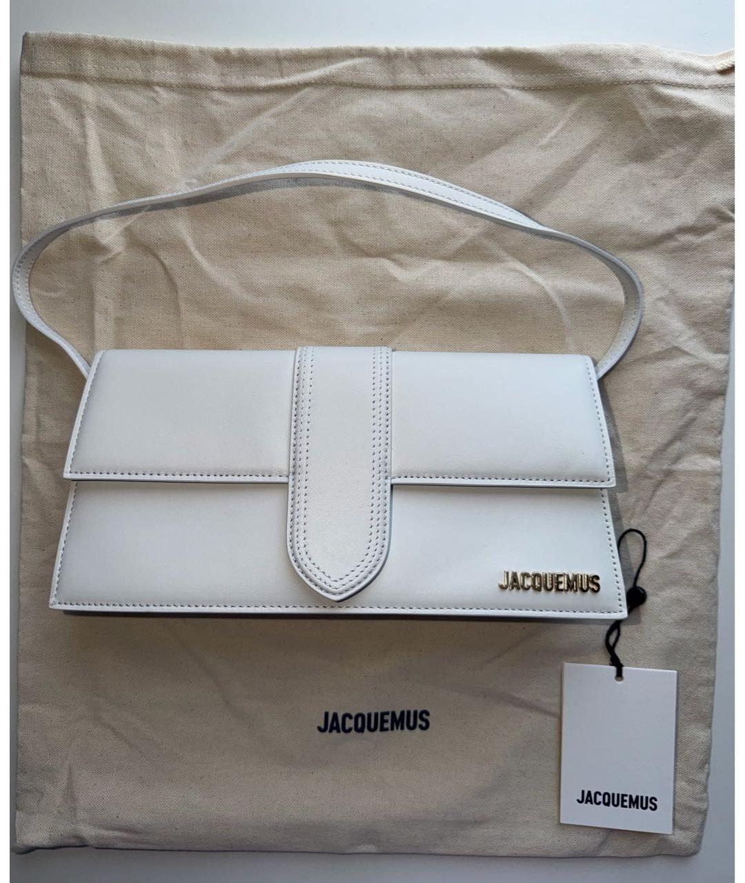 JACQUEMUS Белая кожаная сумка с короткими ручками, фото 2