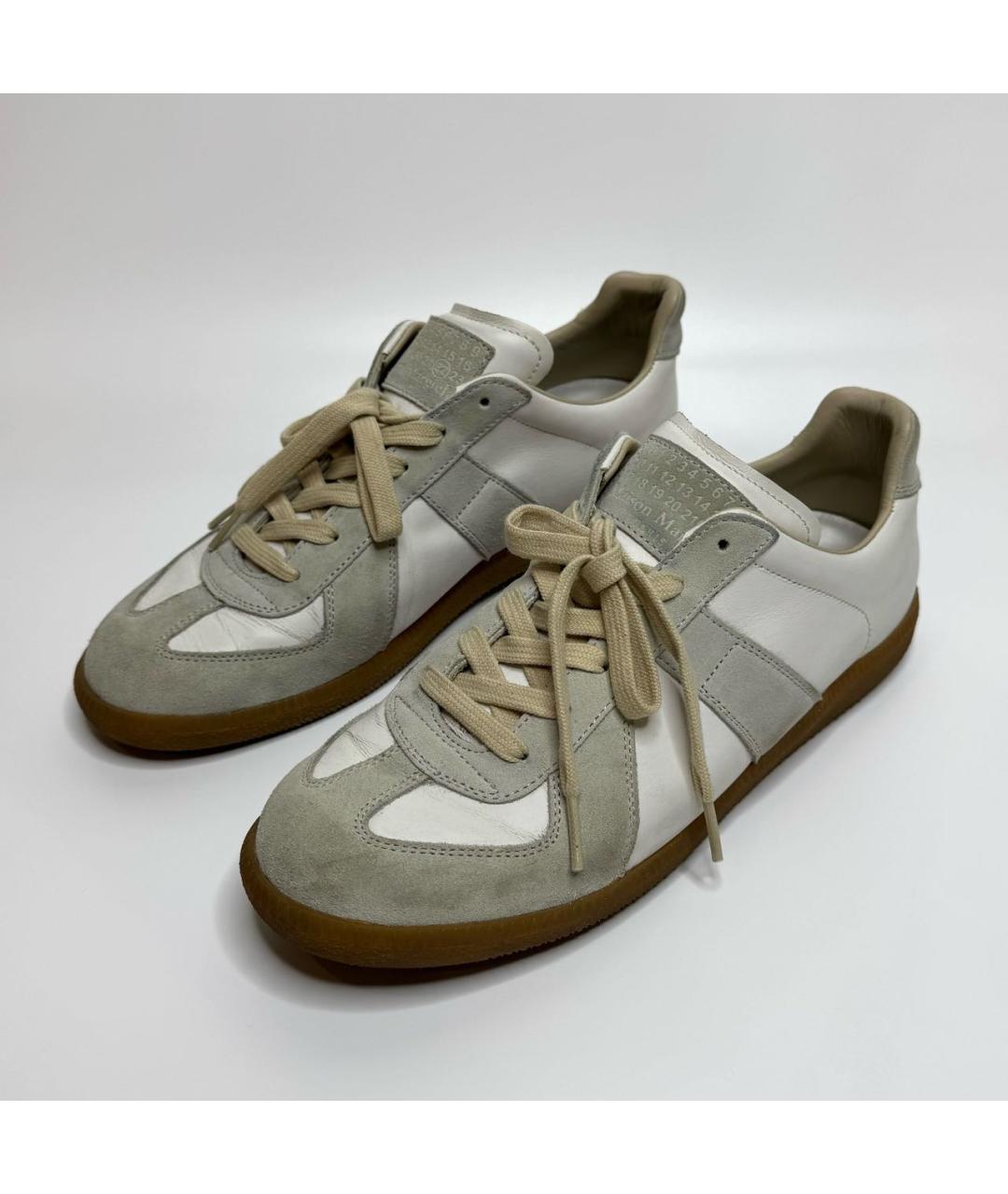 MAISON MARGIELA Белые кожаные низкие кроссовки / кеды, фото 3
