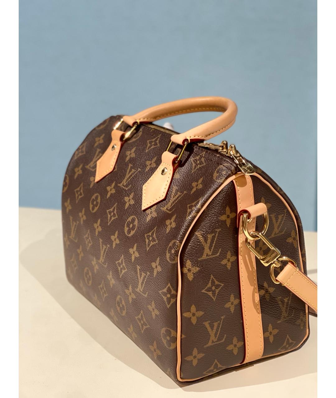 LOUIS VUITTON Коричневая канва сумка с короткими ручками, фото 3
