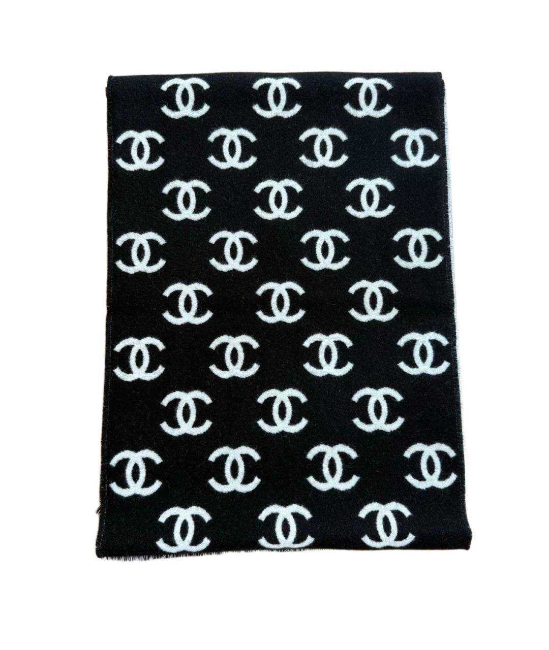 CHANEL Черный кашемировый шарф, фото 3