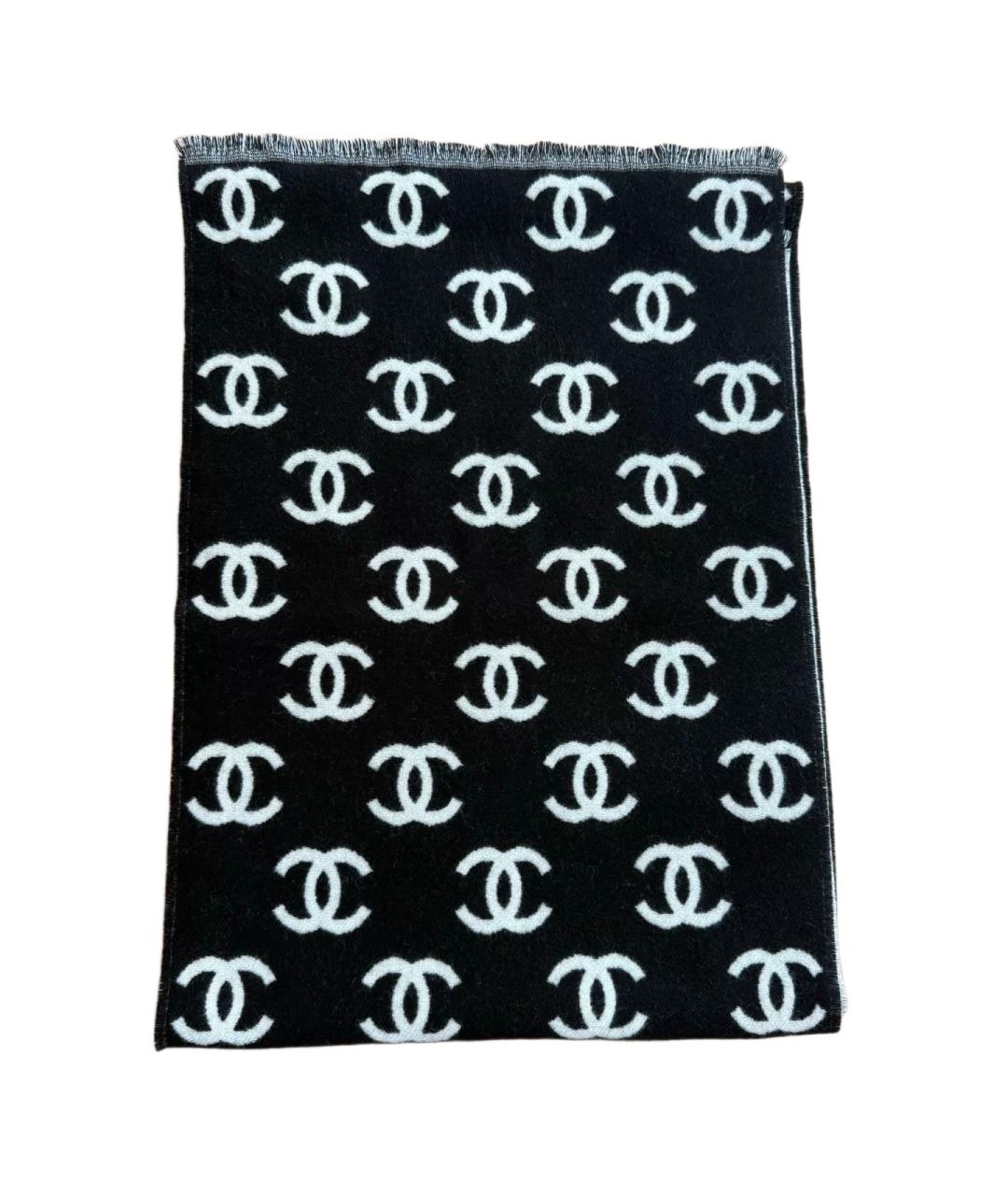 CHANEL Черный кашемировый шарф, фото 4