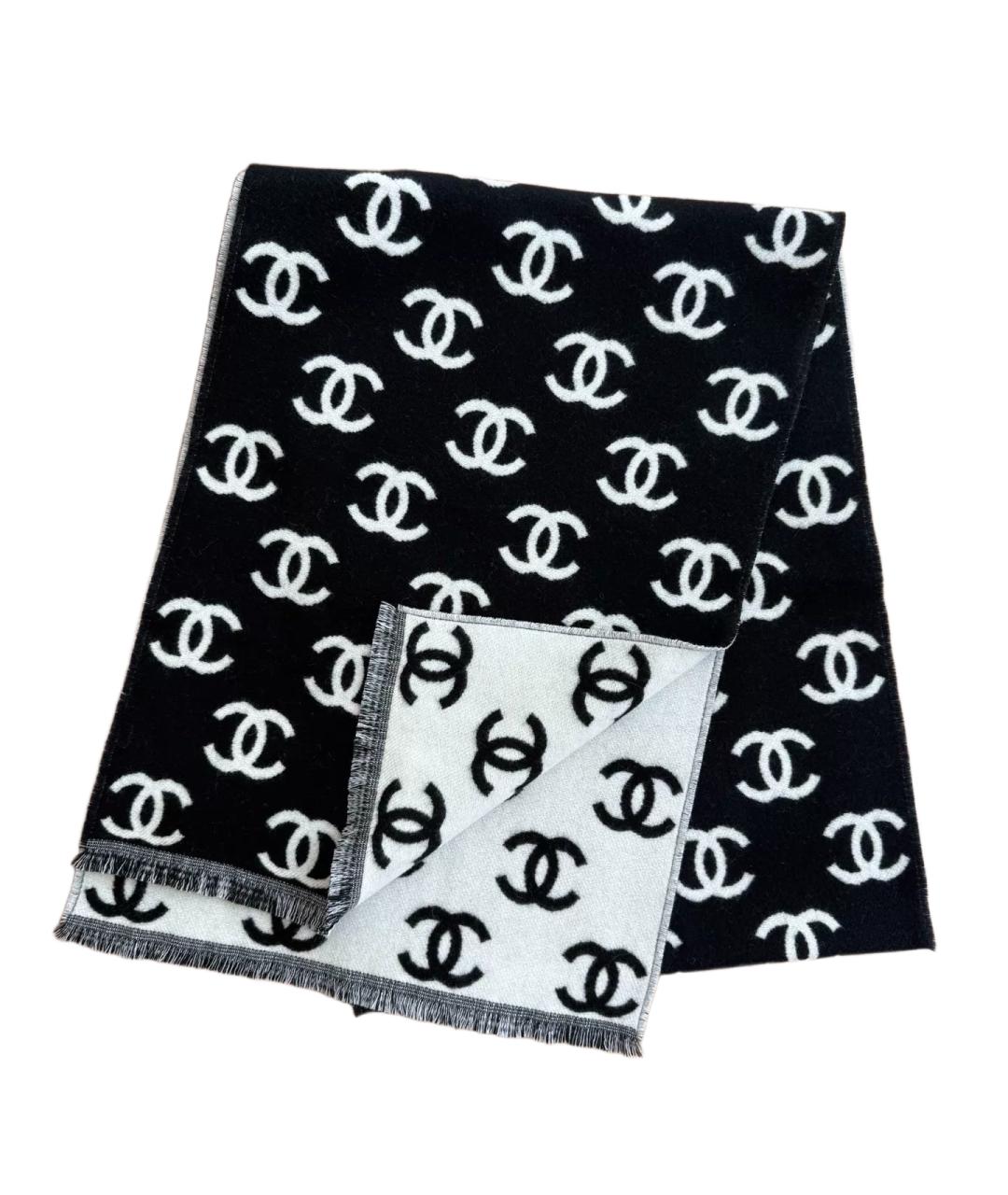 CHANEL Черный кашемировый шарф, фото 9