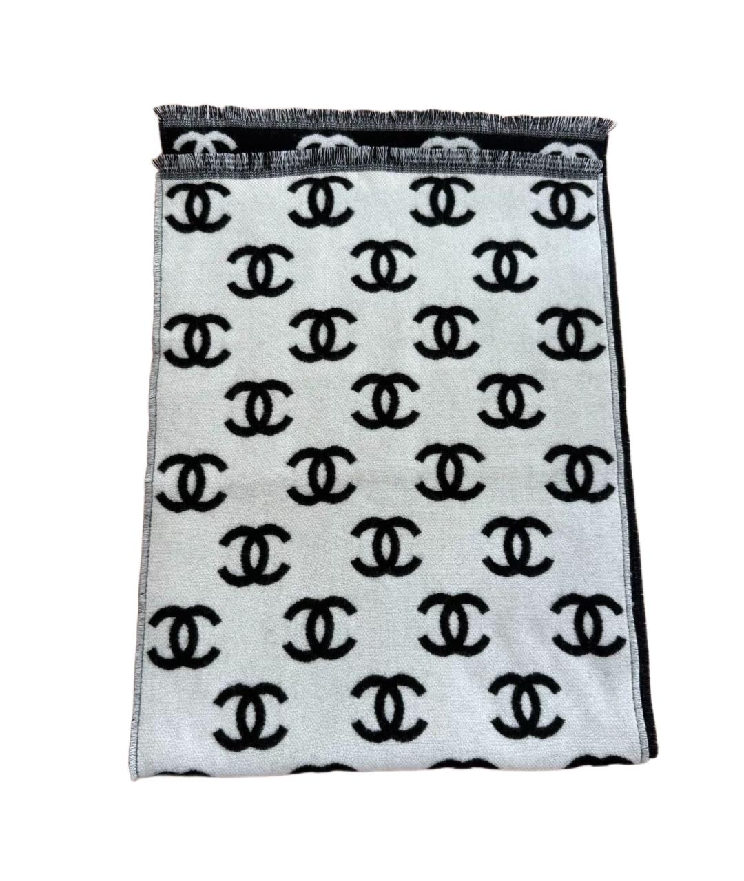 CHANEL Черный кашемировый шарф, фото 5