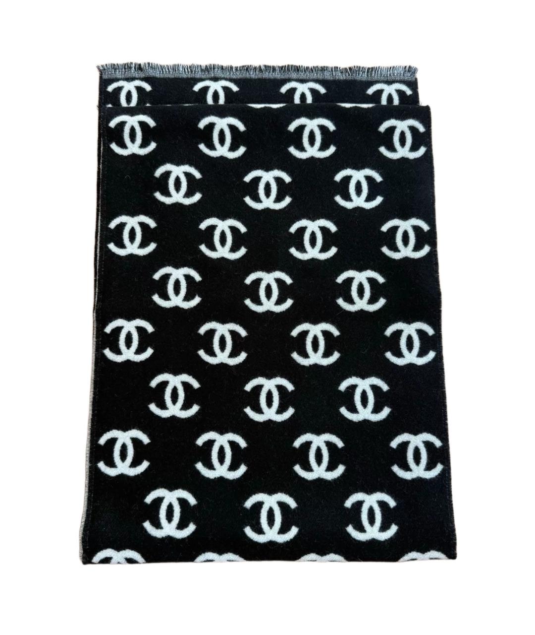 CHANEL Черный кашемировый шарф, фото 2