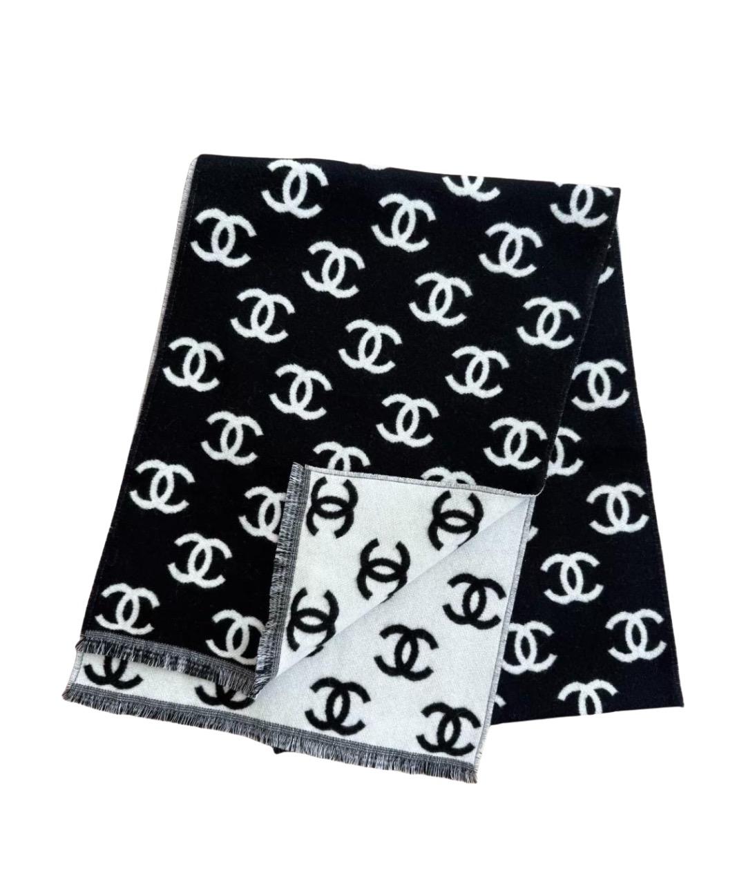 CHANEL Черный кашемировый шарф, фото 1