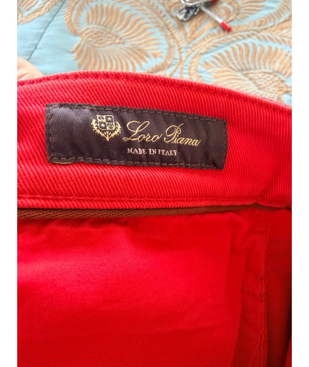 LORO PIANA Красные хлопок-полиэтиленовые джинсы слим, фото 3