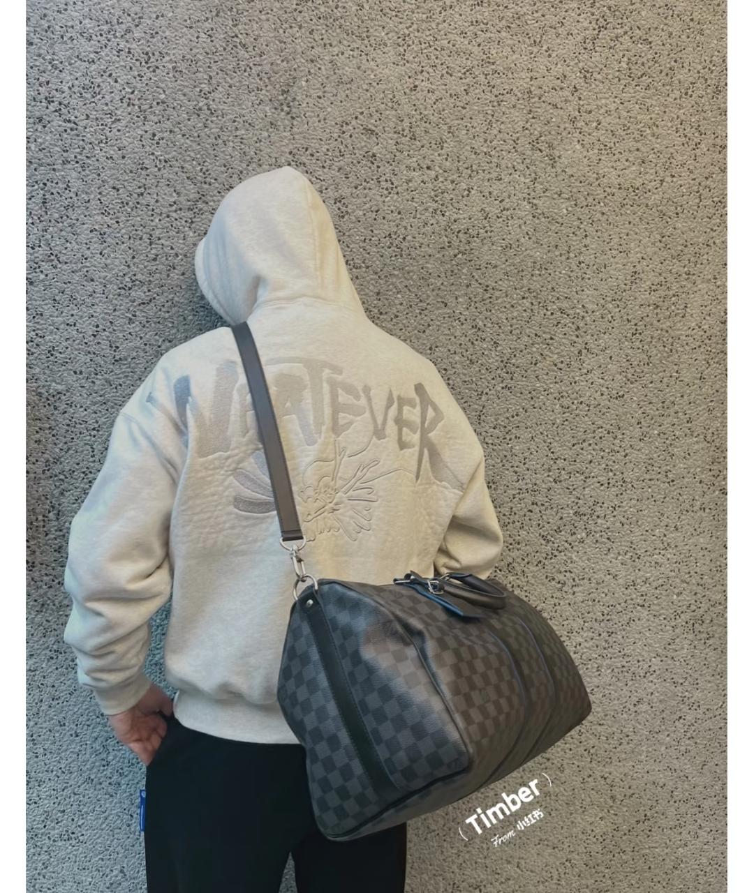 LOUIS VUITTON Черная канва сумка с короткими ручками, фото 4