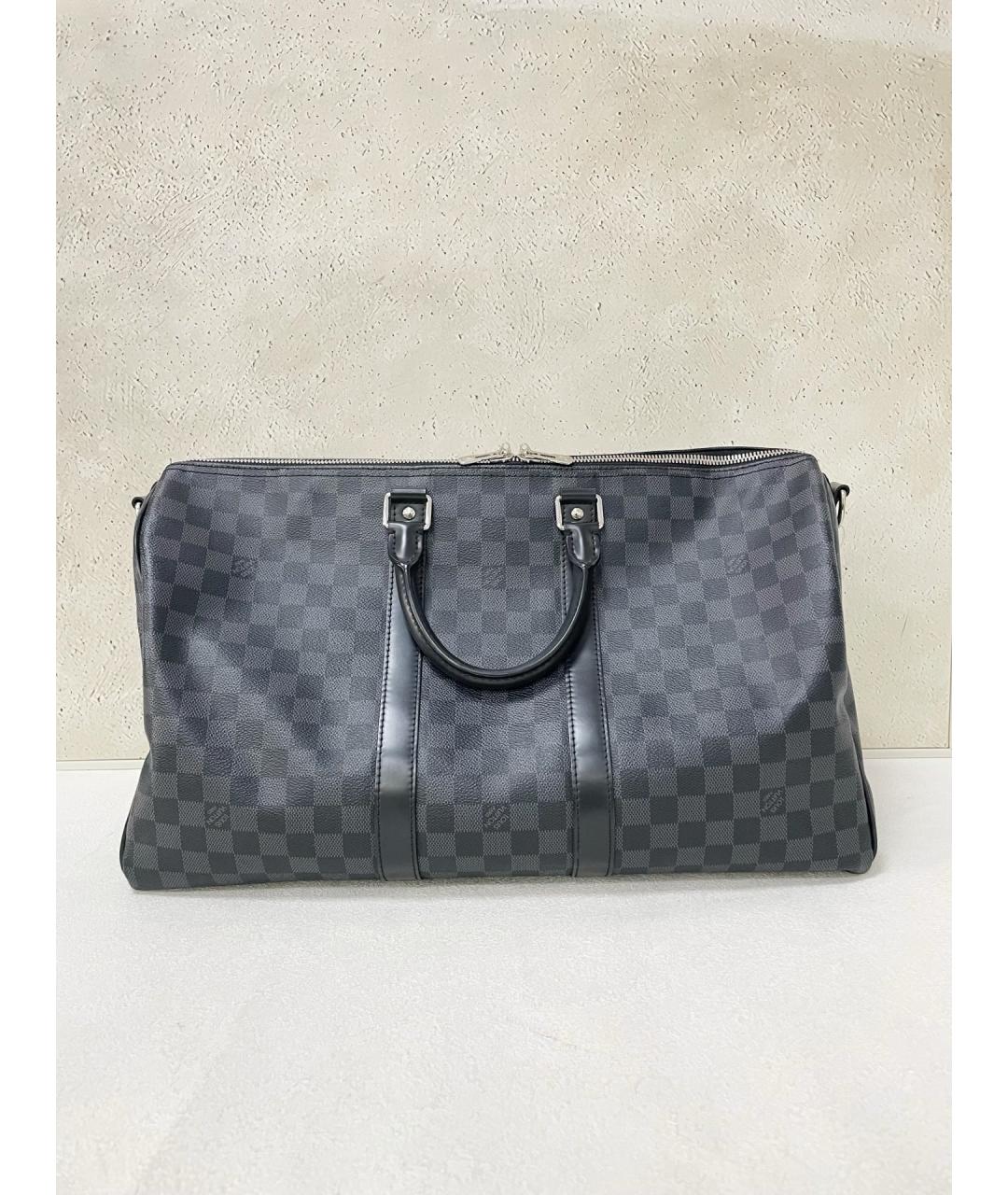 LOUIS VUITTON Черная канва сумка с короткими ручками, фото 5
