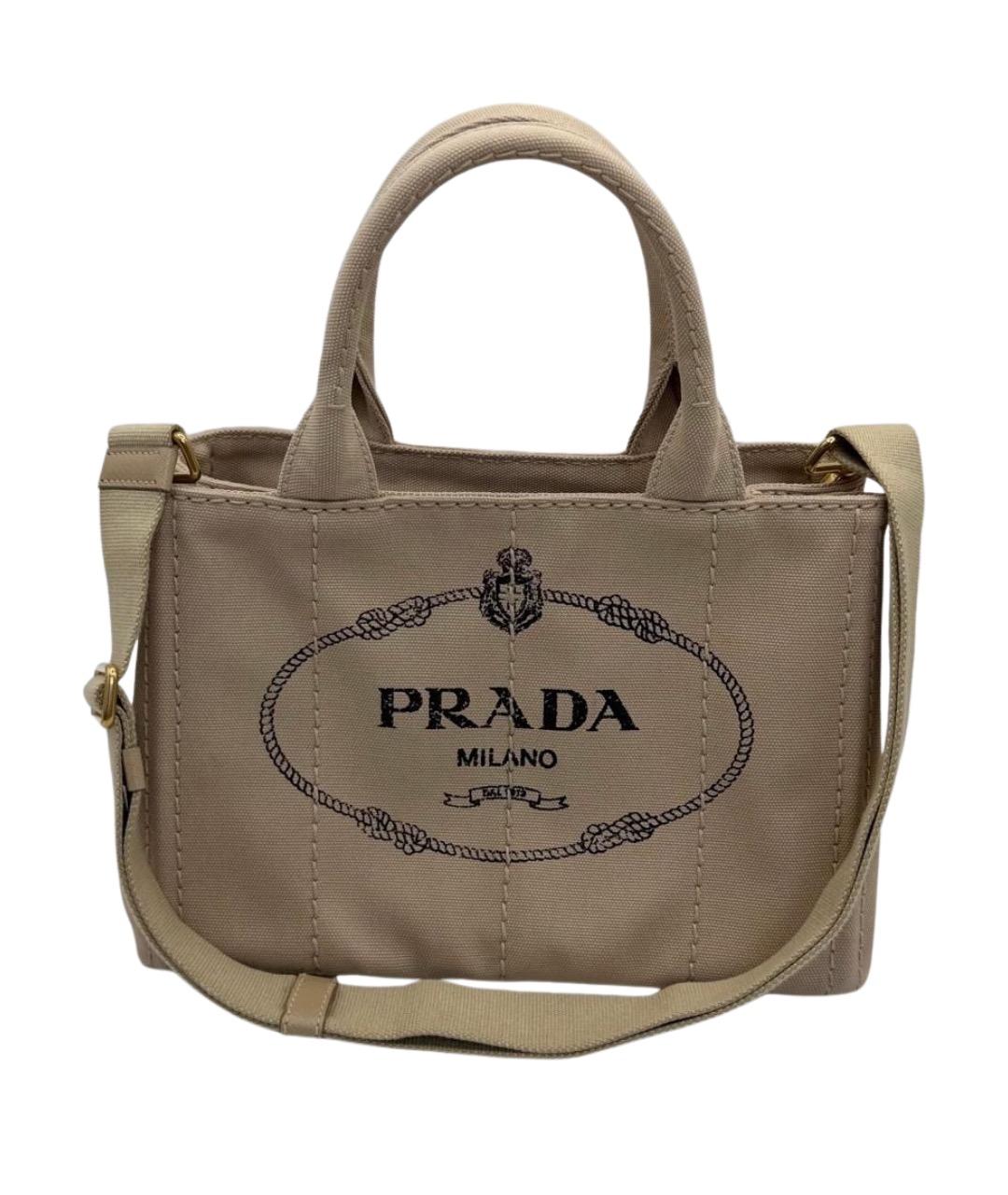 PRADA Бежевая тканевая сумка с короткими ручками, фото 1