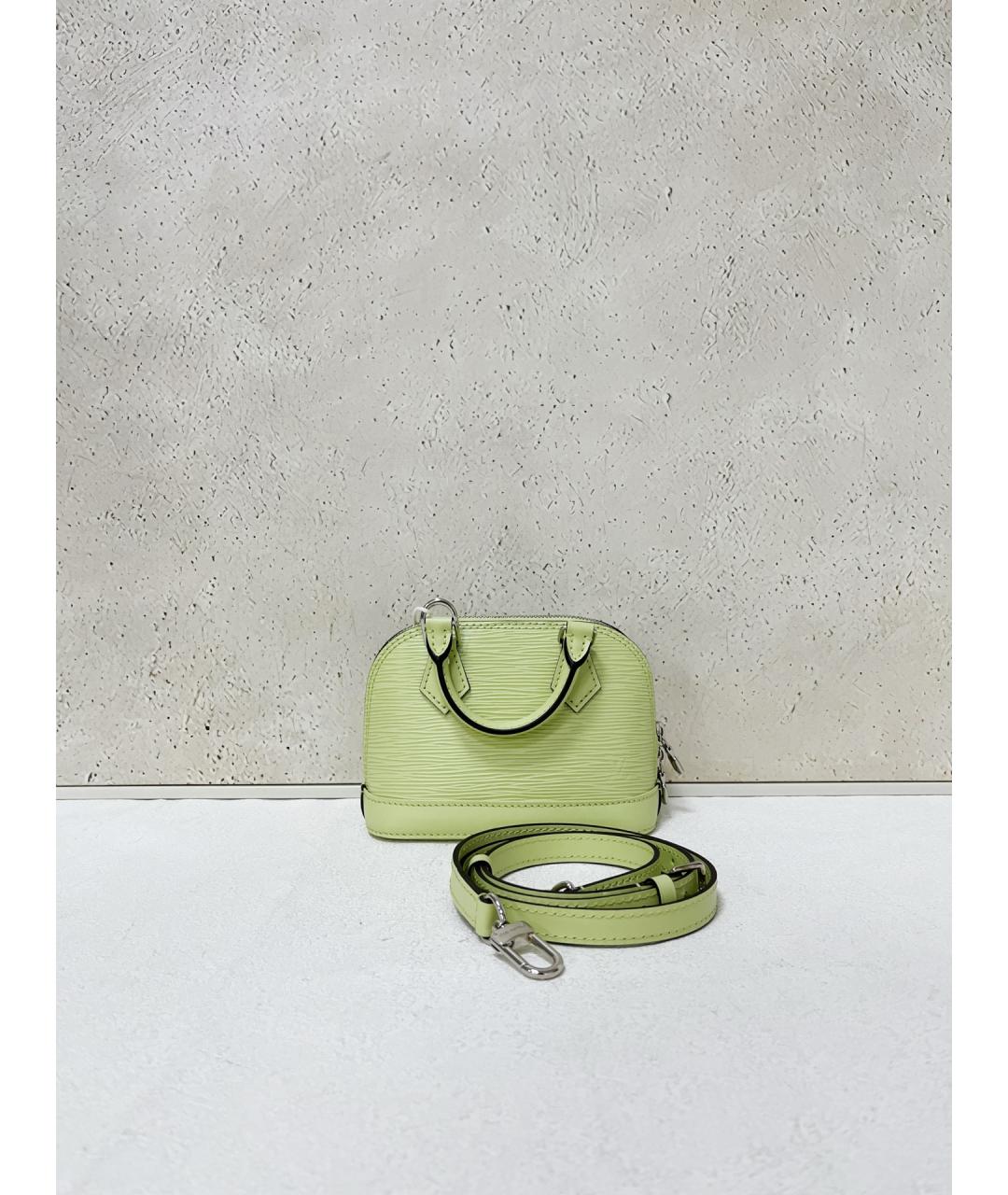 LOUIS VUITTON Салатовая кожаная сумка с короткими ручками, фото 2