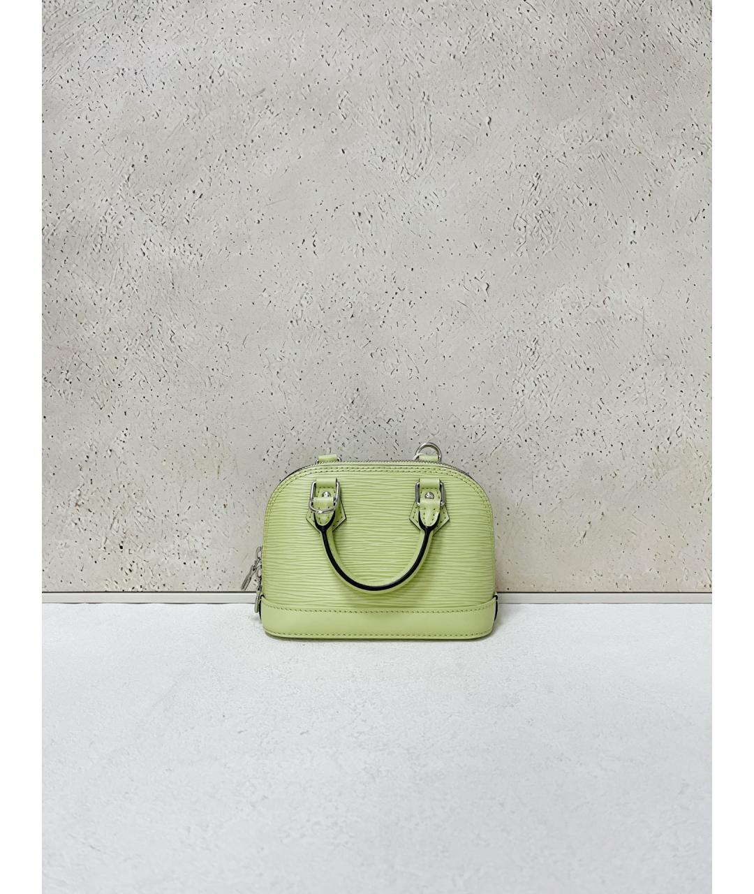 LOUIS VUITTON Салатовая кожаная сумка с короткими ручками, фото 7