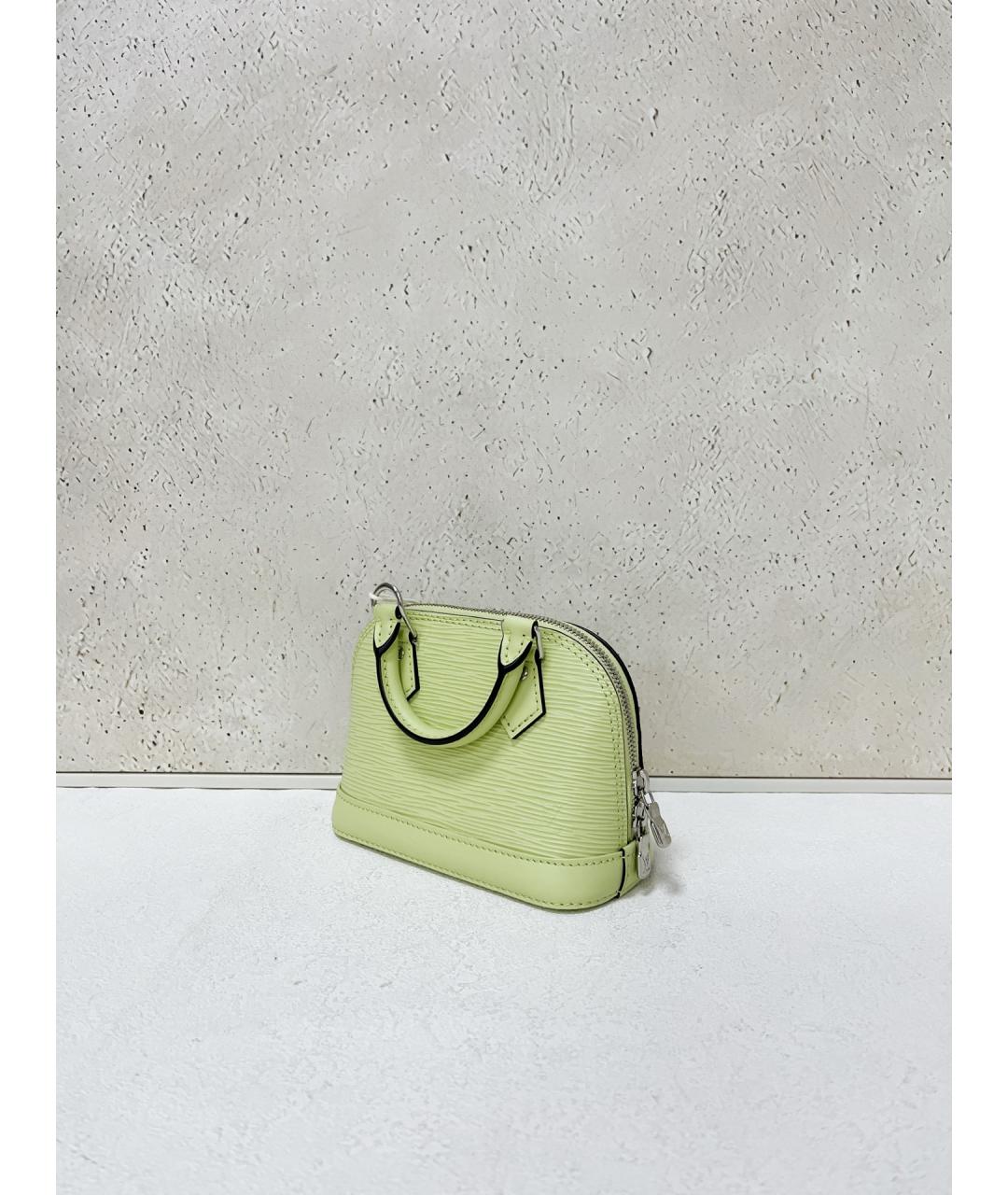 LOUIS VUITTON Салатовая кожаная сумка с короткими ручками, фото 4
