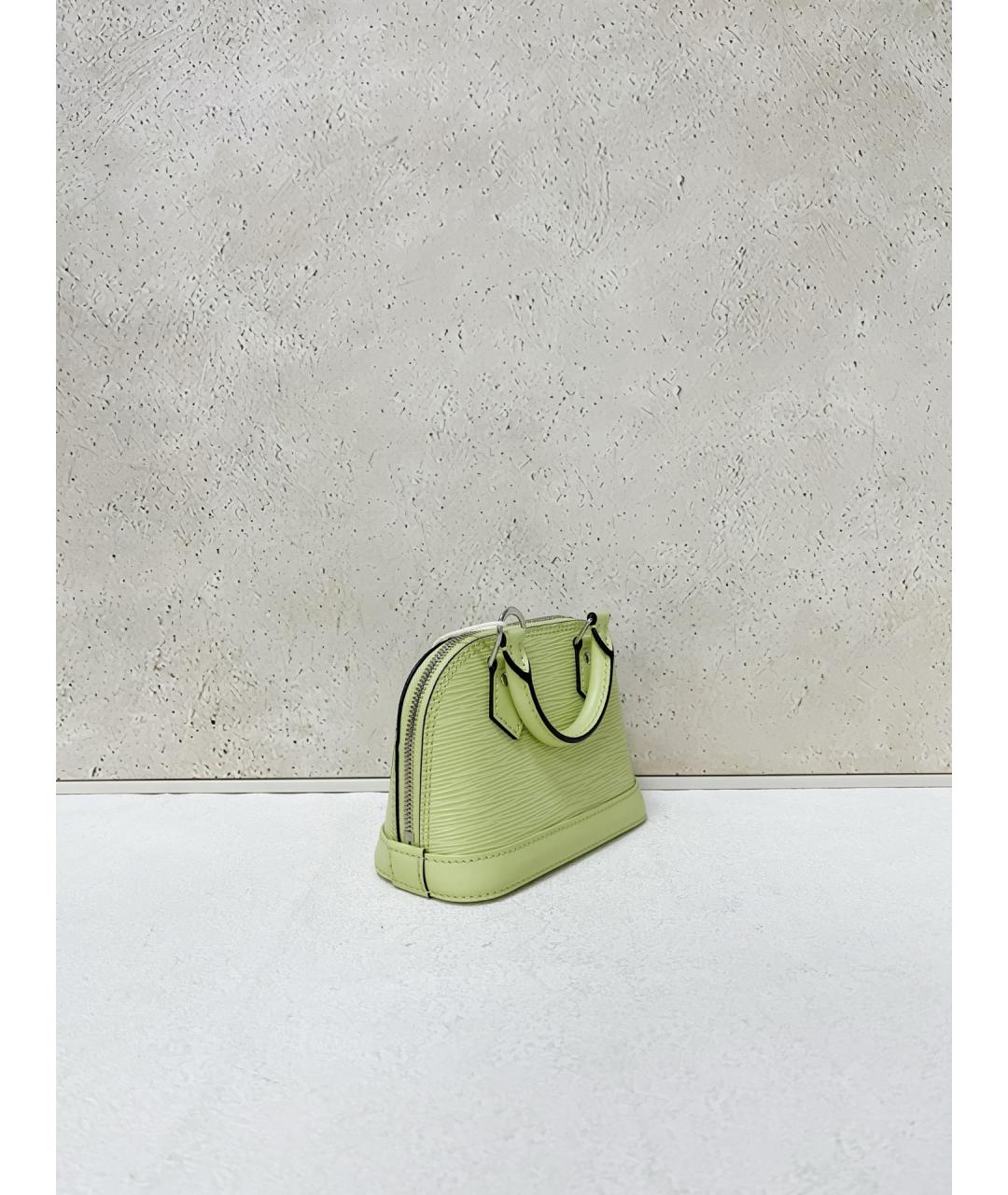 LOUIS VUITTON Салатовая кожаная сумка с короткими ручками, фото 3