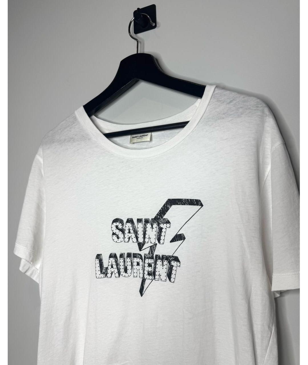 SAINT LAURENT Белая хлопковая футболка, фото 4