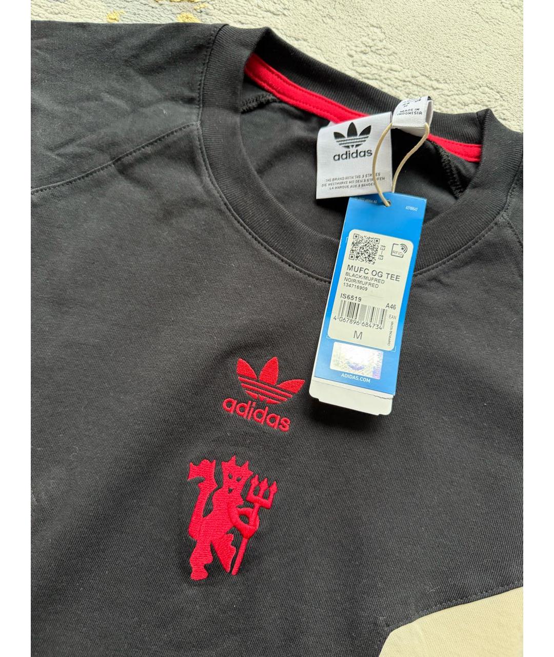 ADIDAS Черная хлопковая футболка, фото 5
