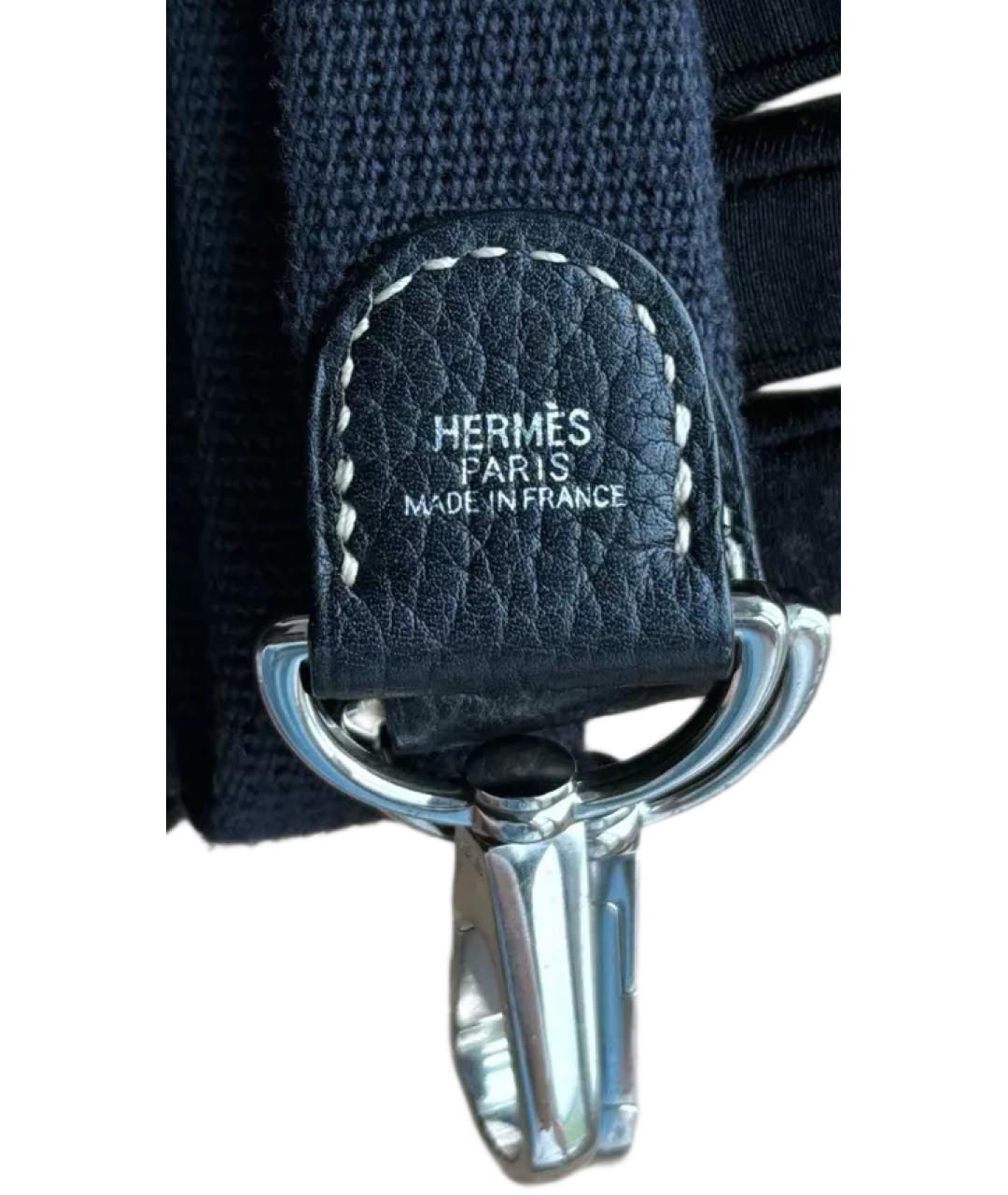 HERMES Темно-синяя тканевая сумка тоут, фото 7