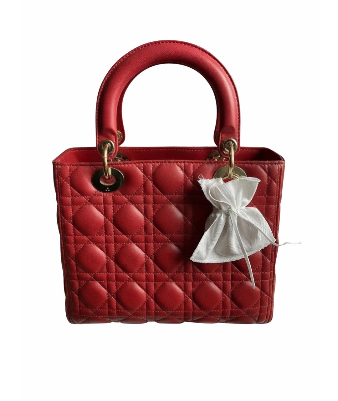 CHRISTIAN DIOR Красная кожаная сумка с короткими ручками, фото 1