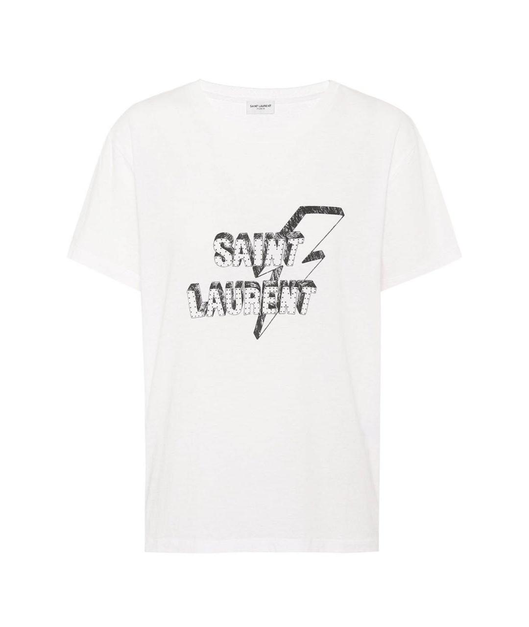 SAINT LAURENT Белая хлопковая футболка, фото 1