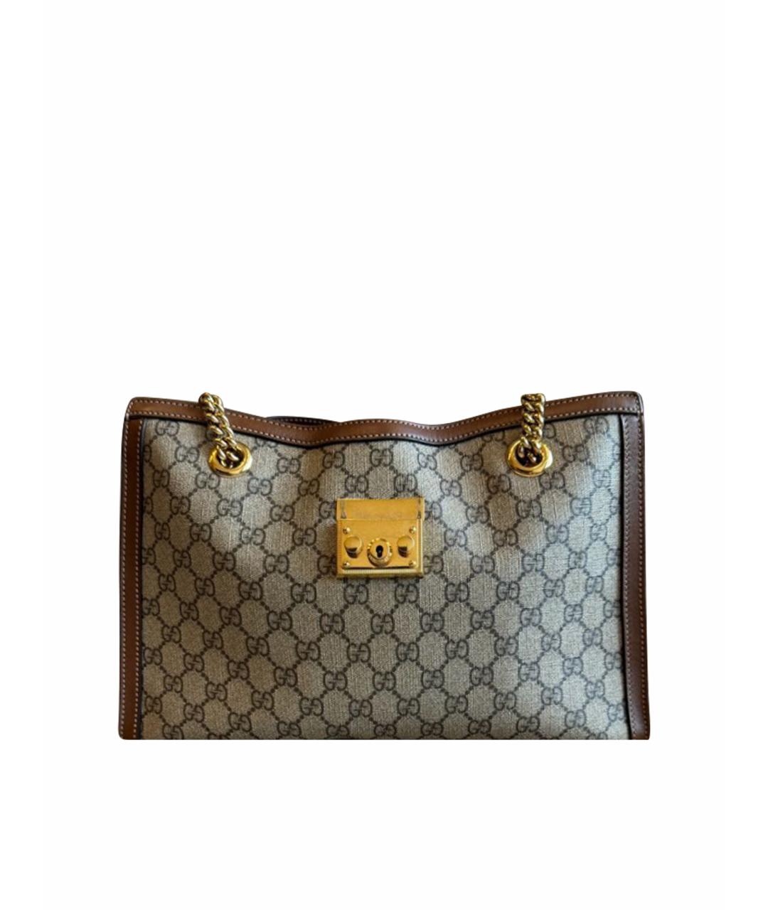 GUCCI Коричневая канва сумка тоут, фото 1