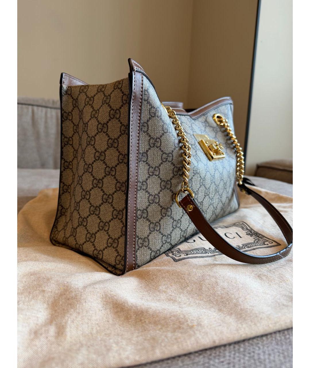 GUCCI Коричневая канва сумка тоут, фото 2