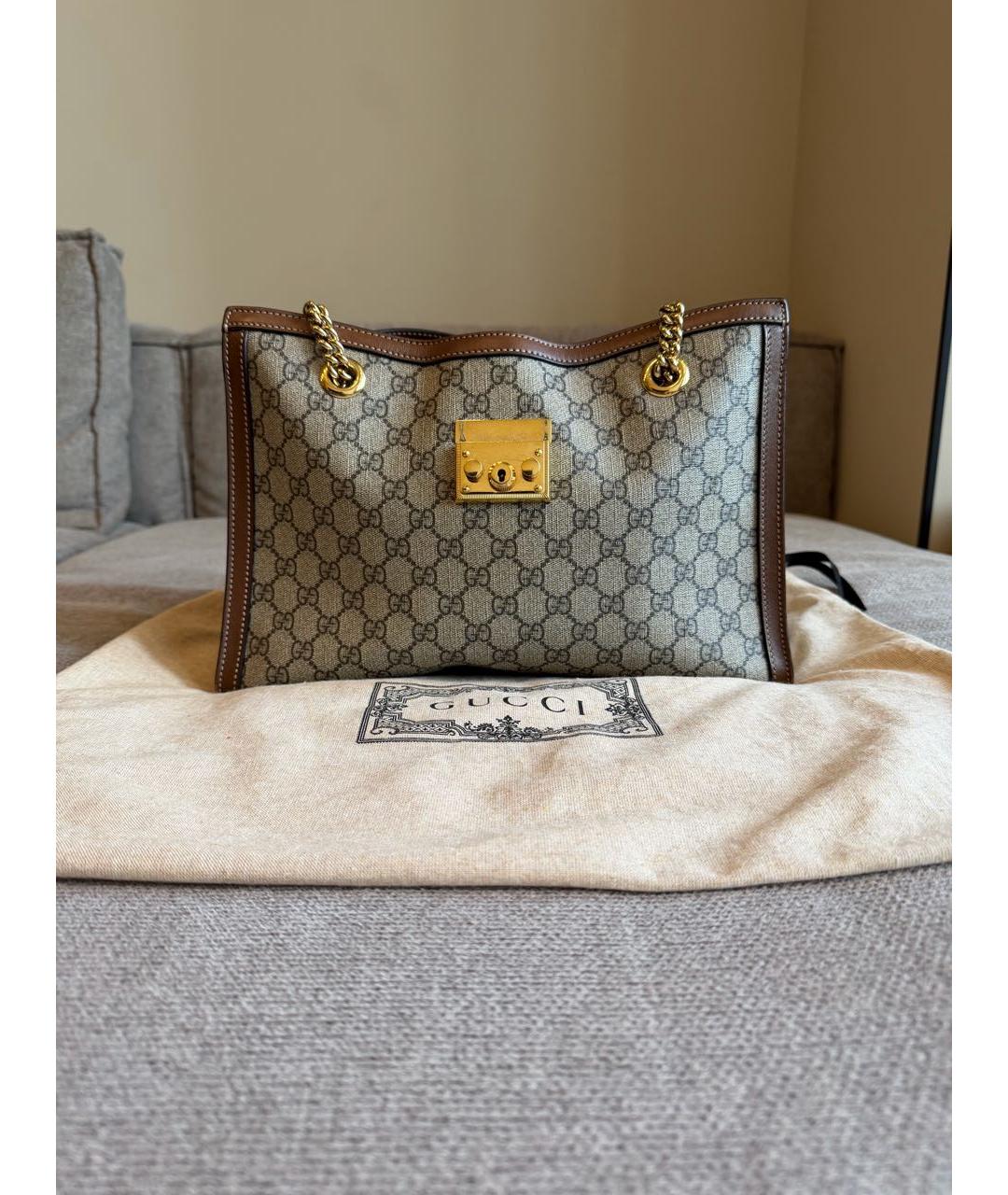 GUCCI Коричневая канва сумка тоут, фото 5