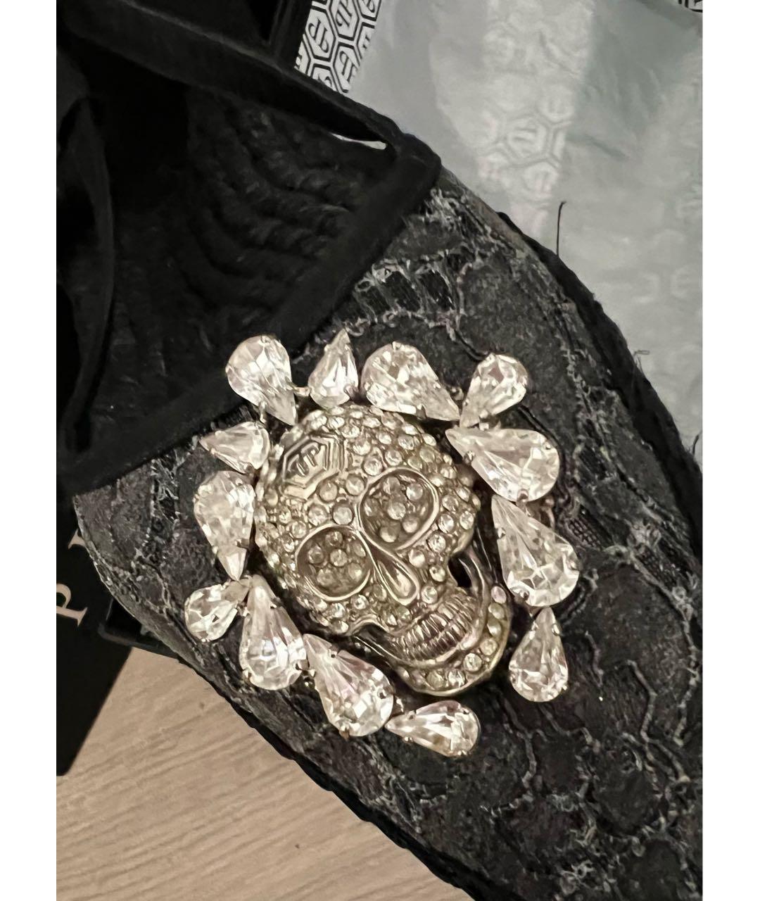 PHILIPP PLEIN Антрацитовые текстильные эспадрильи, фото 9