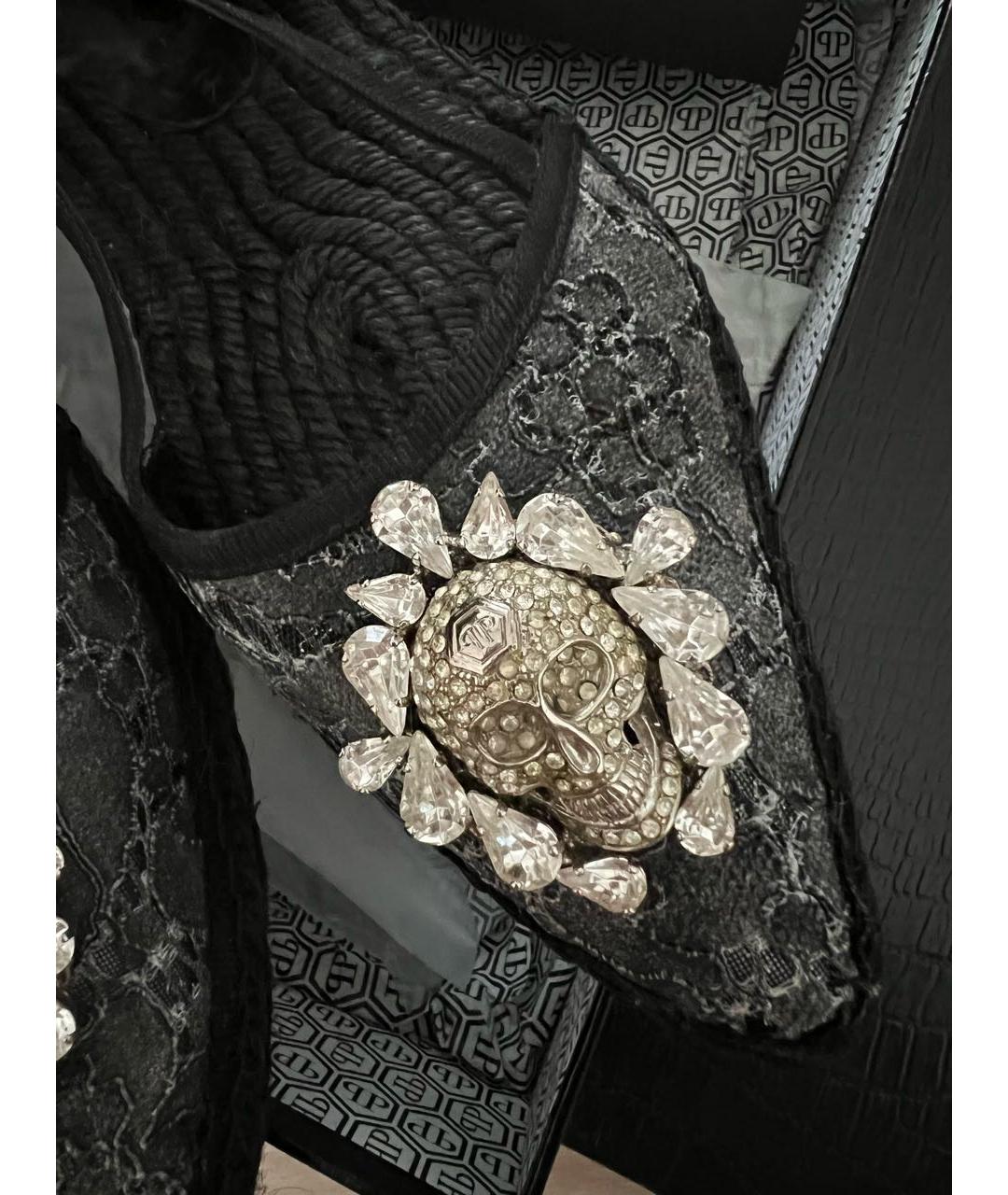PHILIPP PLEIN Антрацитовые текстильные эспадрильи, фото 4