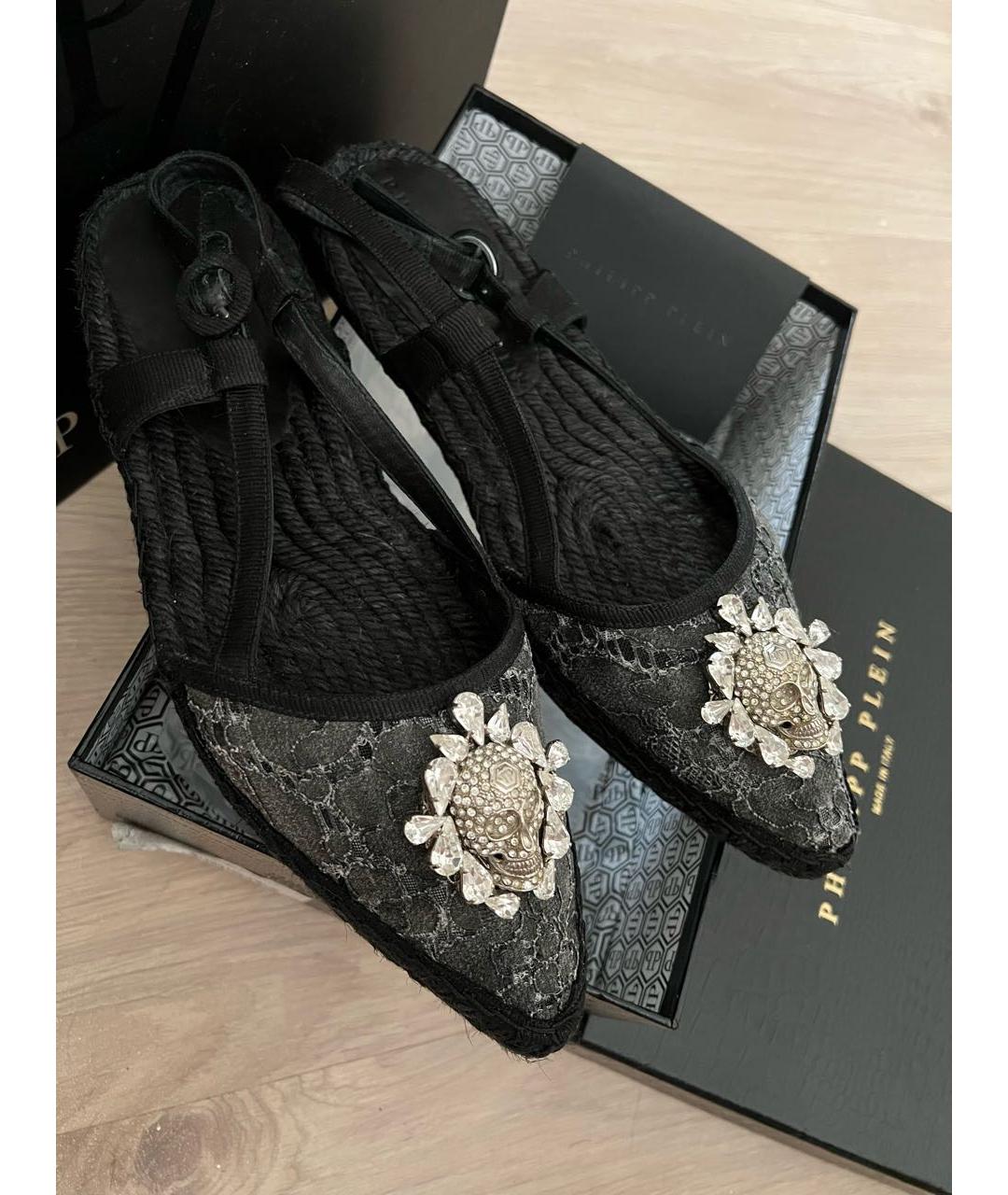 PHILIPP PLEIN Антрацитовые текстильные эспадрильи, фото 3