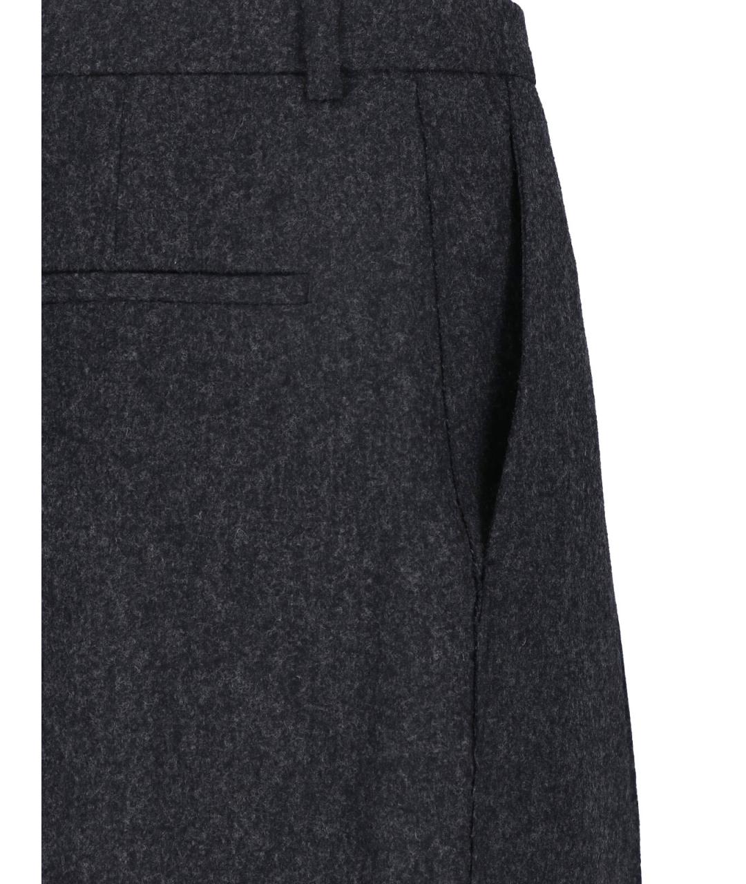 JIL SANDER Серые шерстяные повседневные брюки, фото 4