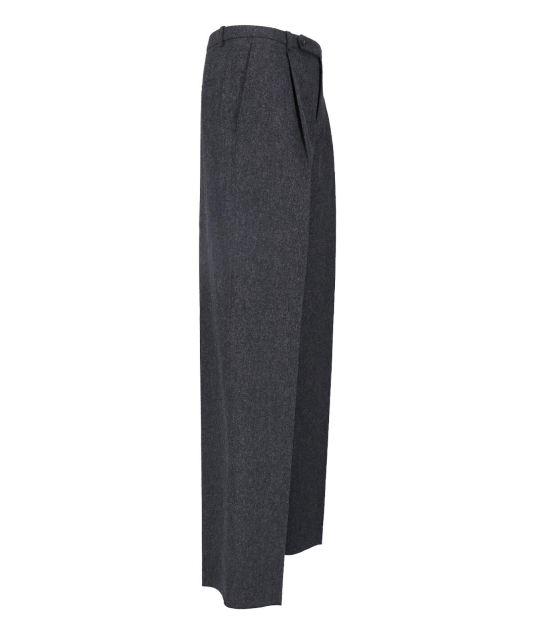 JIL SANDER Серые шерстяные повседневные брюки, фото 3