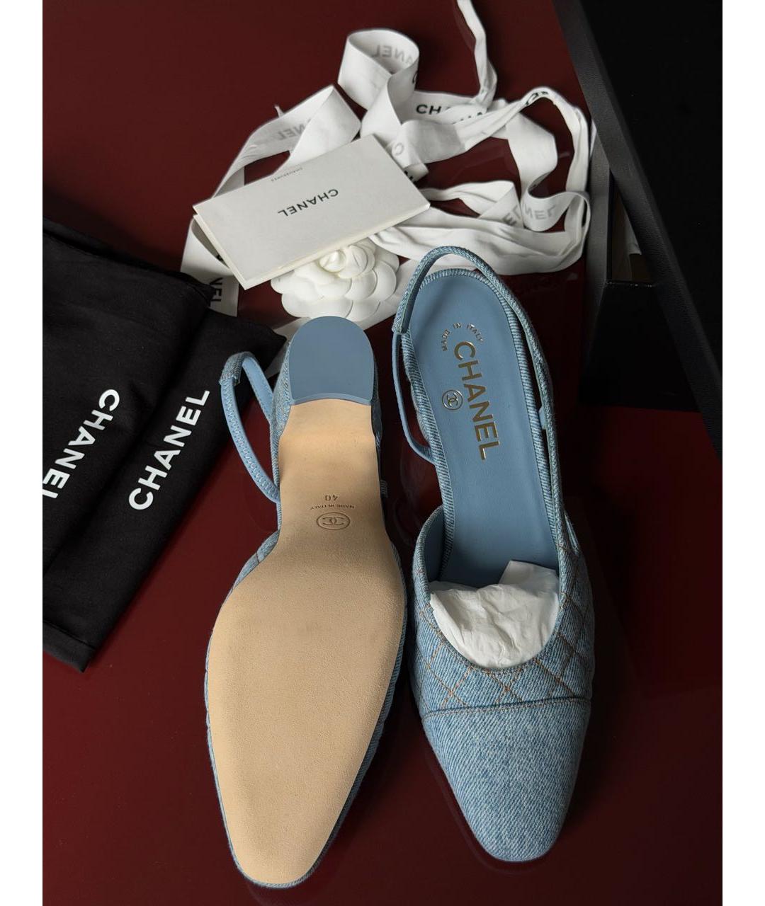 CHANEL Голубые текстильные туфли, фото 2