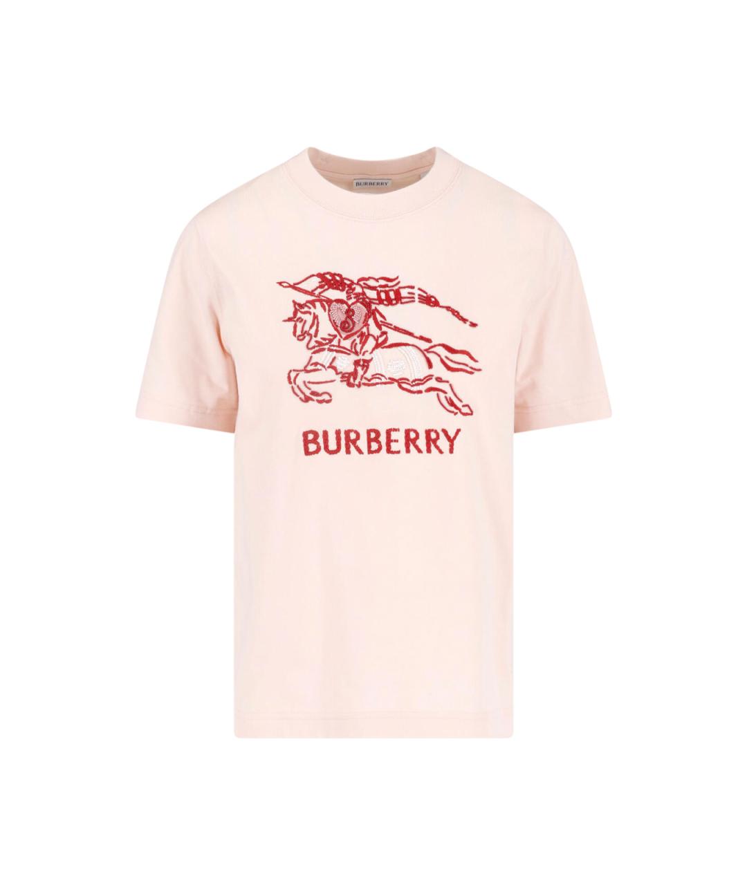 BURBERRY Розовая хлопковая футболка, фото 1