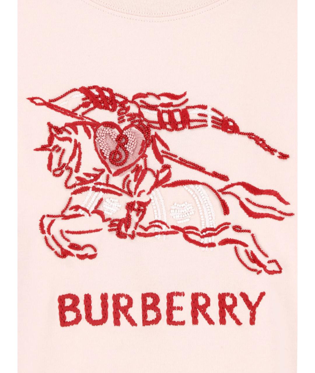 BURBERRY Розовая хлопковая футболка, фото 3