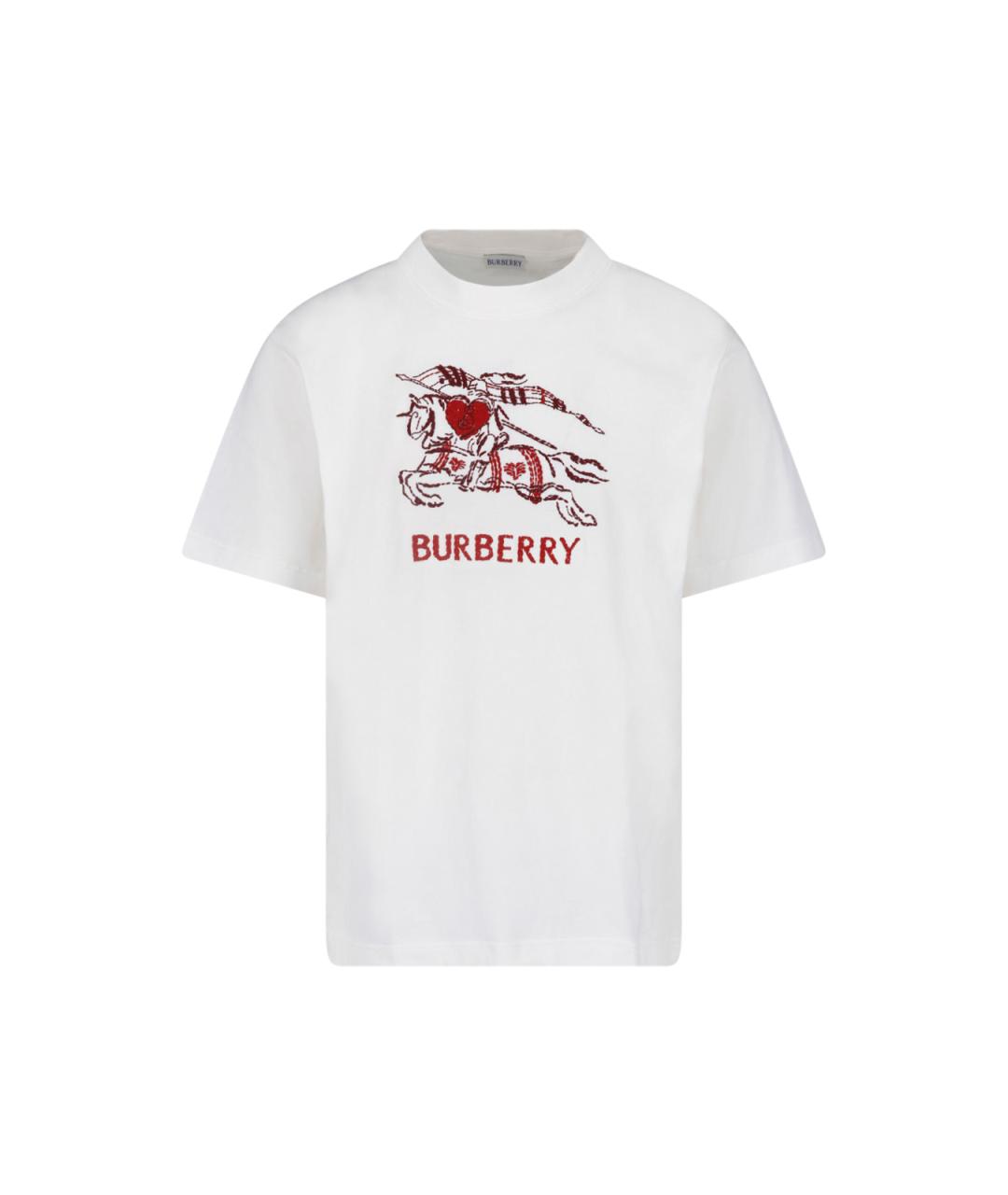 BURBERRY Белая хлопковая футболка, фото 1