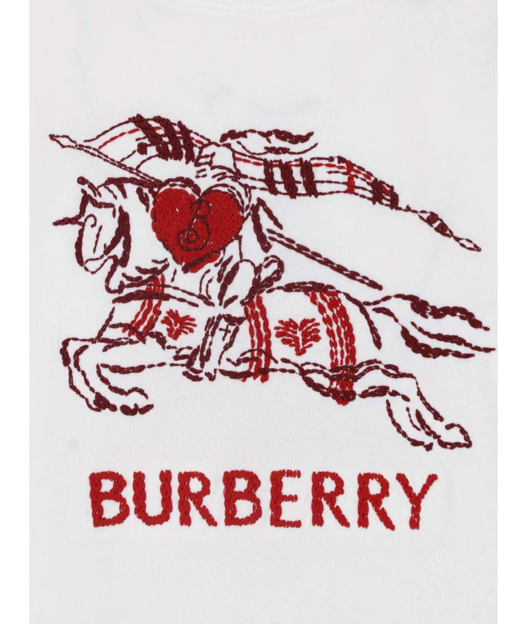 BURBERRY Белая хлопковая футболка, фото 3