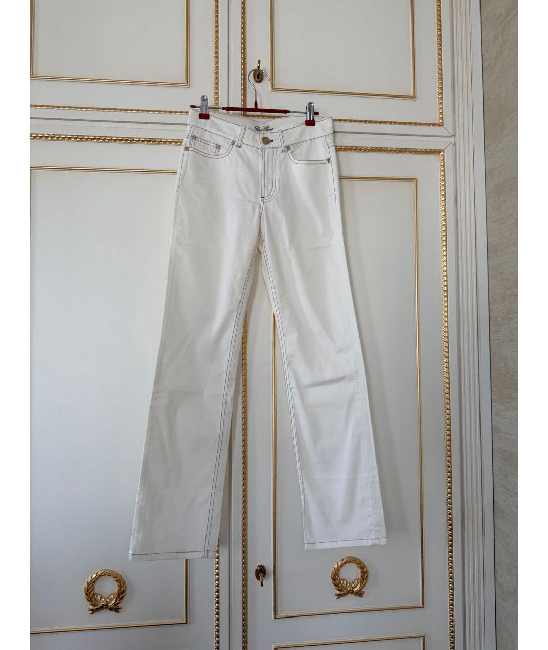 LORO PIANA Белые хлопковые прямые джинсы, фото 7