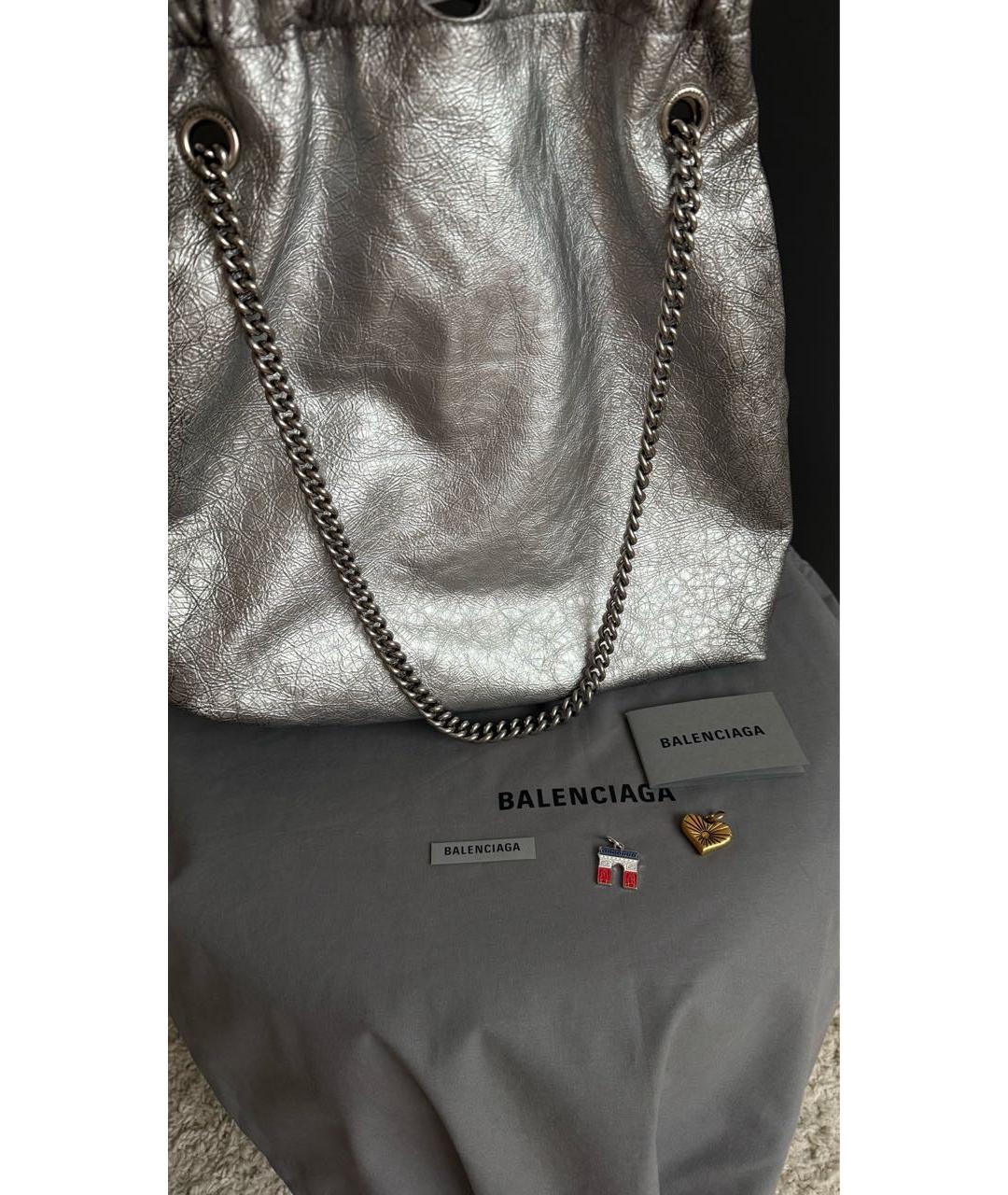 BALENCIAGA Серебряная кожаная сумка через плечо, фото 4