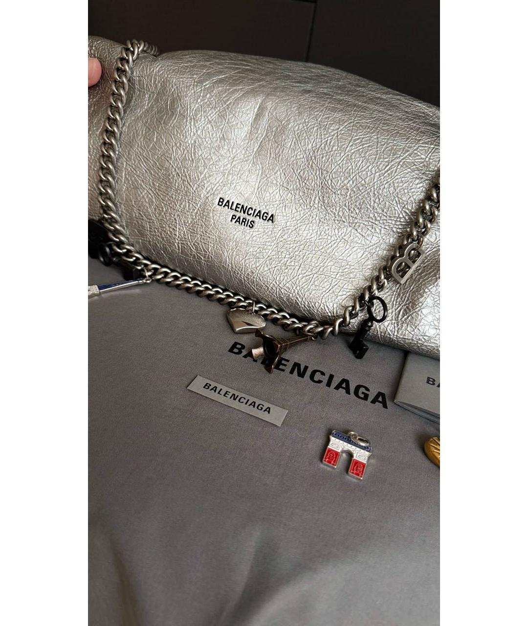 BALENCIAGA Серебряная кожаная сумка через плечо, фото 6