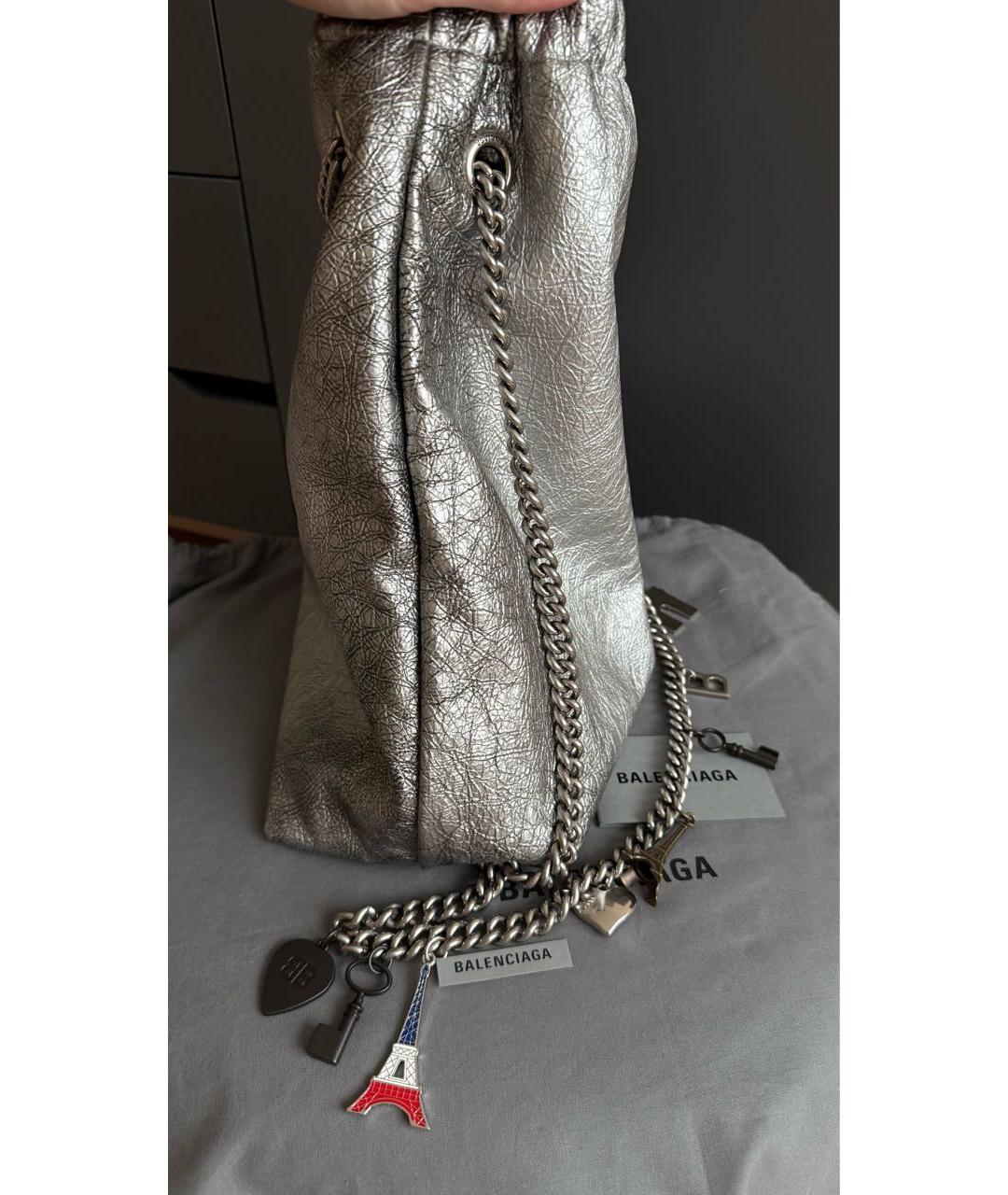 BALENCIAGA Серебряная кожаная сумка через плечо, фото 3