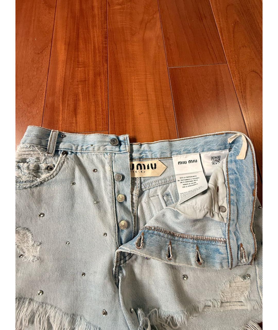 MIU MIU Голубые деним шорты, фото 3