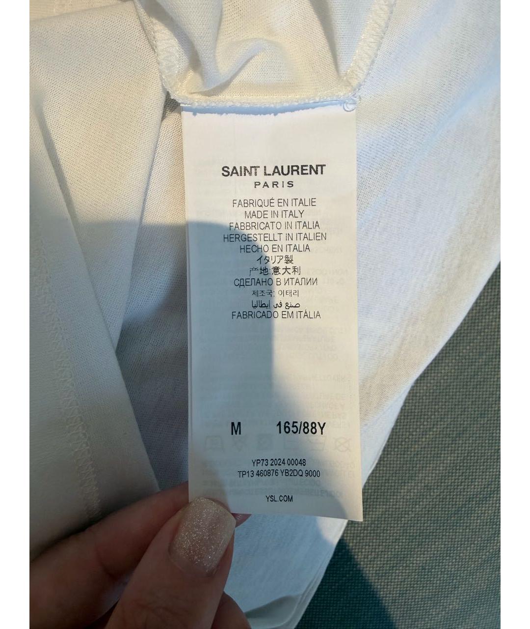 SAINT LAURENT Белая хлопковая футболка, фото 4