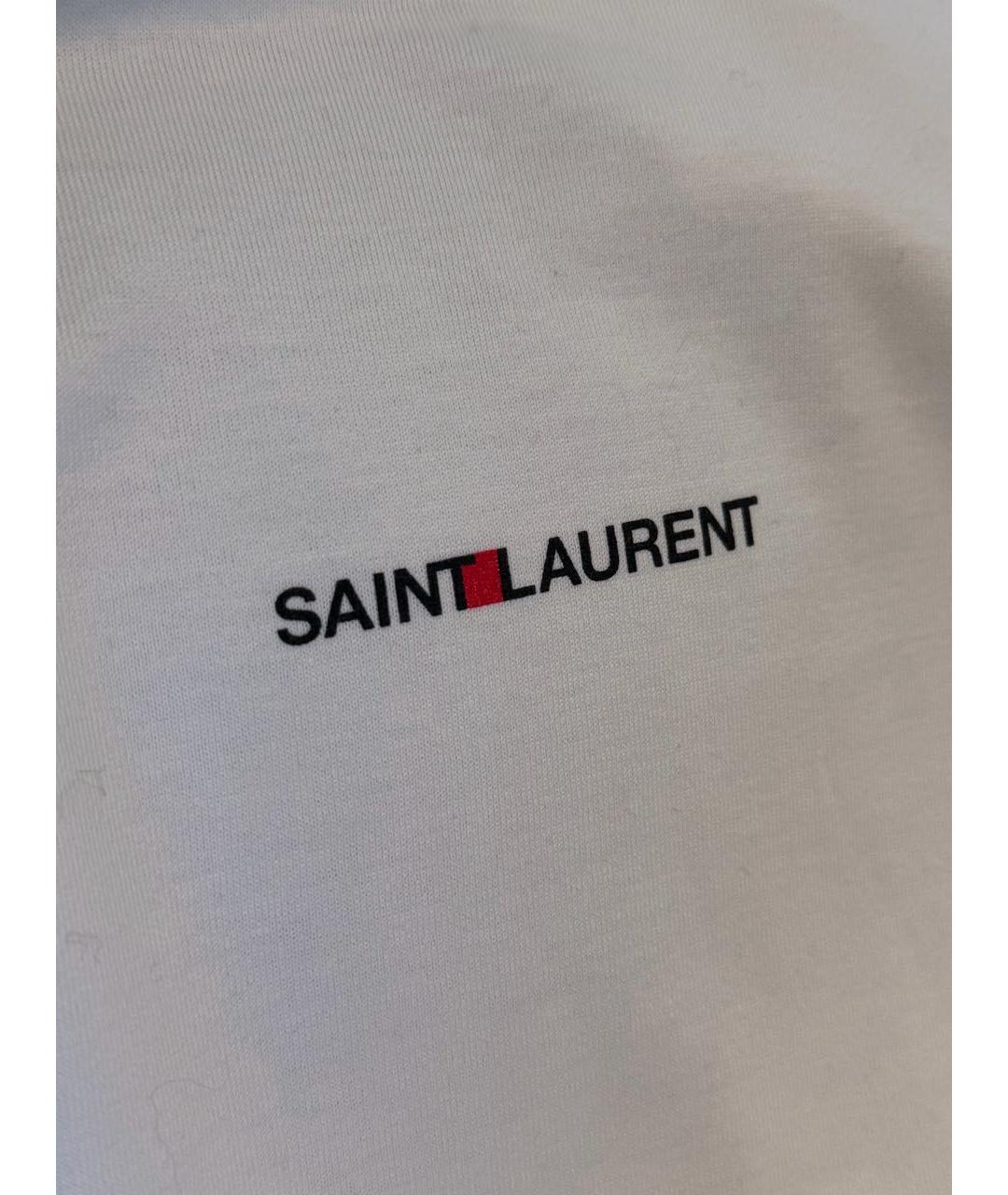 SAINT LAURENT Белая хлопковая футболка, фото 3