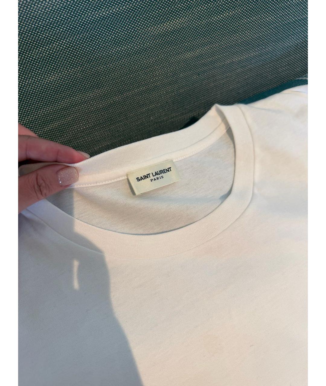 SAINT LAURENT Белая хлопковая футболка, фото 2