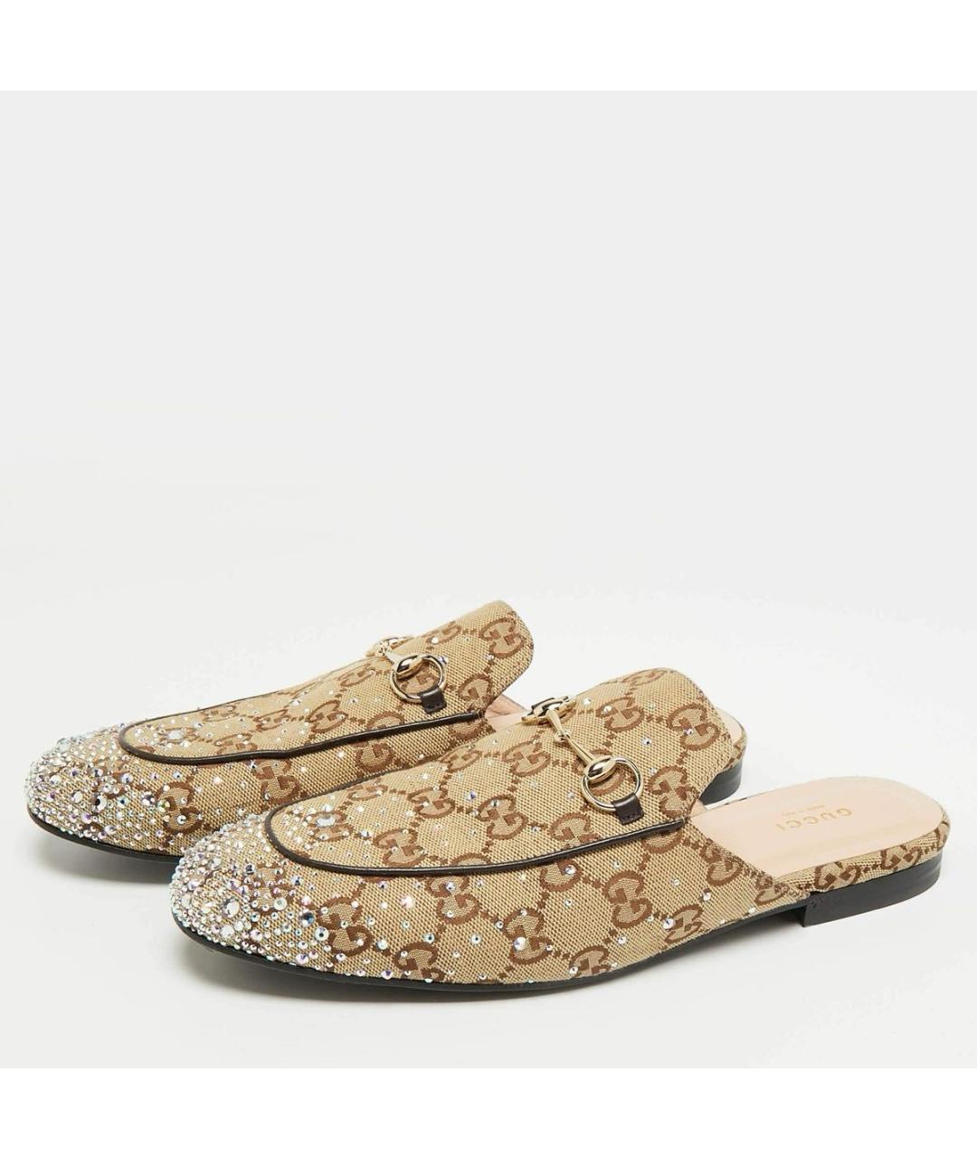 GUCCI Бежевые текстильные мюли, фото 5