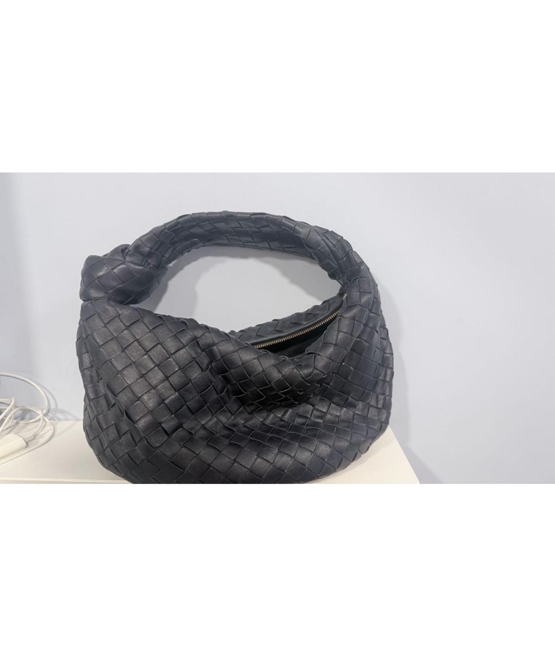BOTTEGA VENETA Темно-синяя кожаная сумка с короткими ручками, фото 5