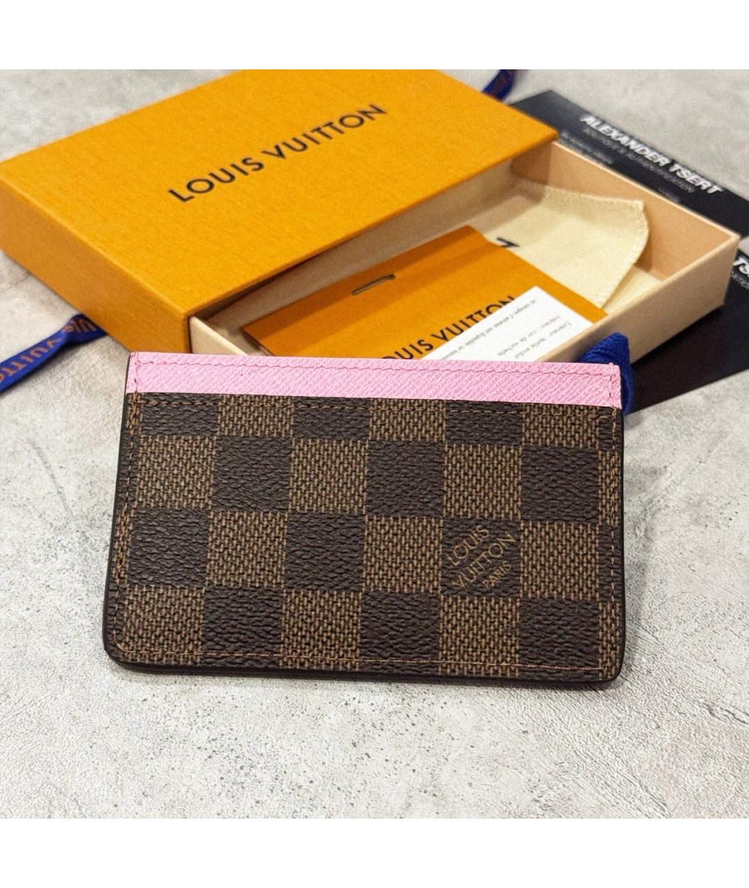 LOUIS VUITTON Коричневый кожаный кардхолдер, фото 3