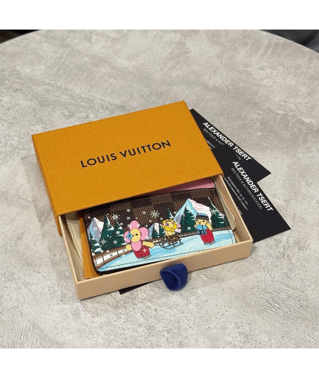 LOUIS VUITTON Коричневый кожаный кардхолдер, фото 5